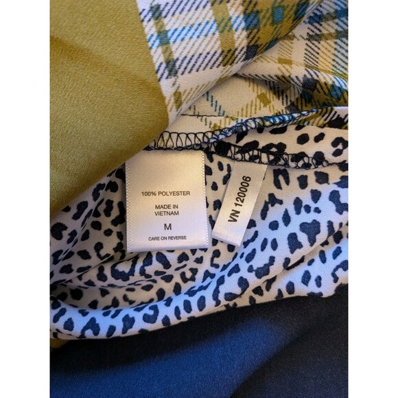 7th Ave Design Studio Plaid Patchwork Satin Shirt Dress Sz M Chic Kitchie Career - Picture 9 of 10